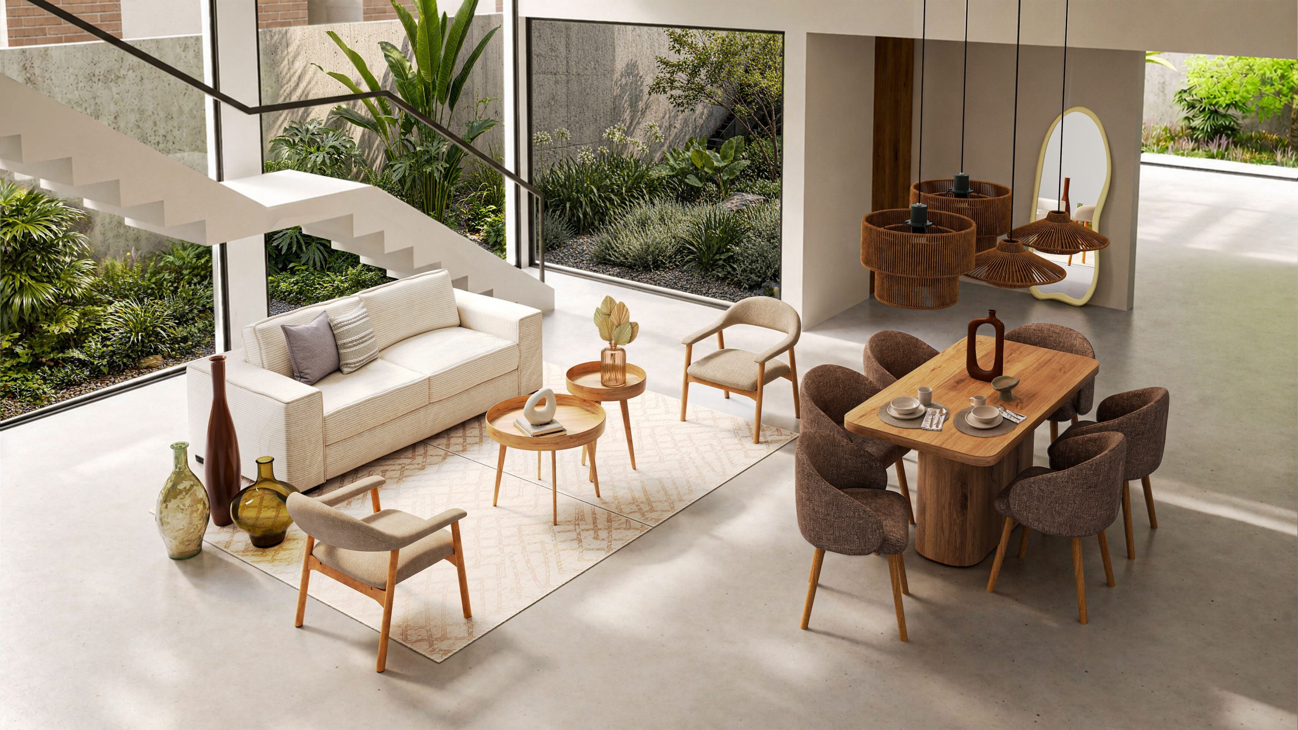 Cómo combinar muebles curvos y líneas rectas para crear espacios equilibrados